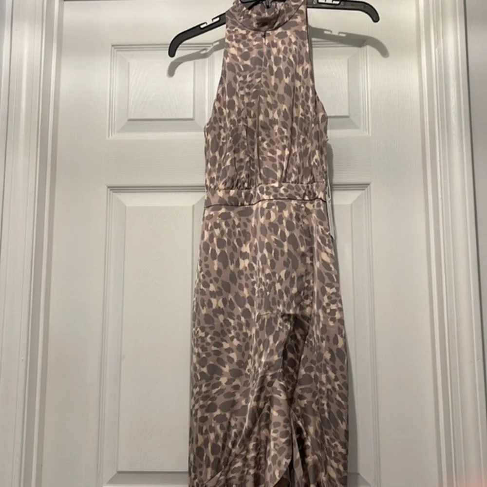 Neutral Animal Print Silk Dress
